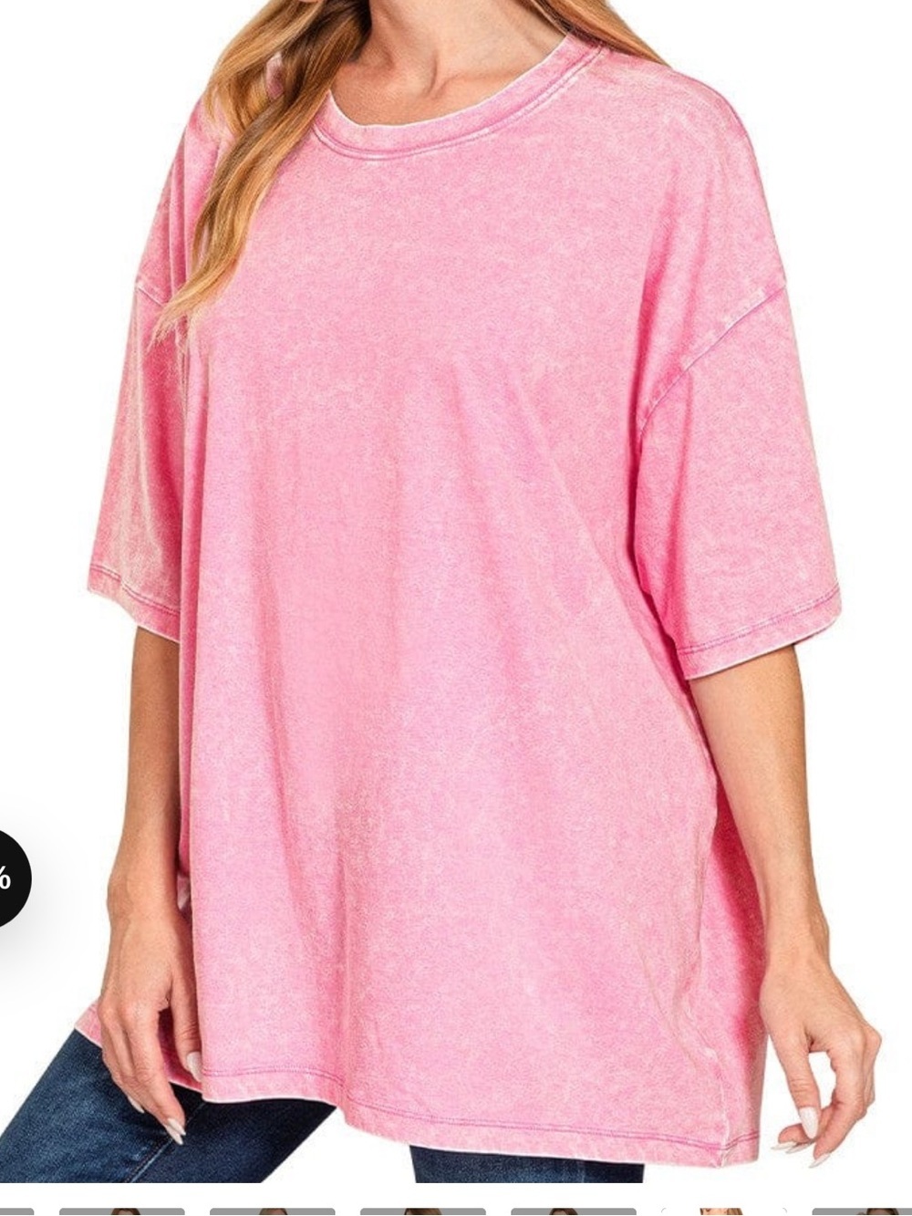 Zenana Acid Wash Light Pink Short Sleeve Oversized Boxy Tee - NWOT S/M